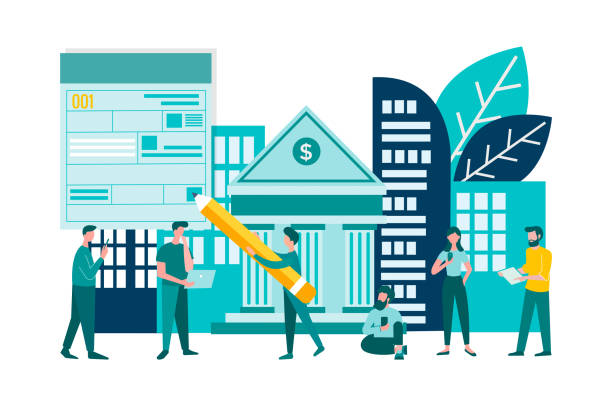 Bank consumer loan Real estate bank loan Concept investments finance and credit vector illustration